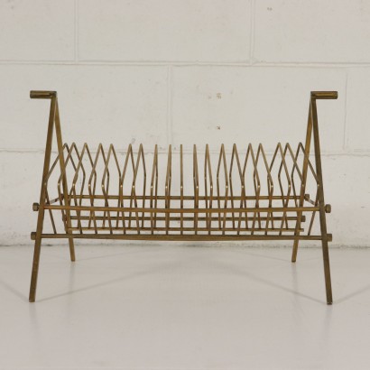 Magazine Rack Brass Vintage Italy 1950s