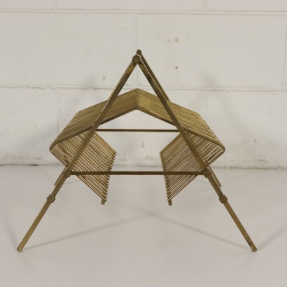 Magazine Rack Brass Vintage Italy 1950s