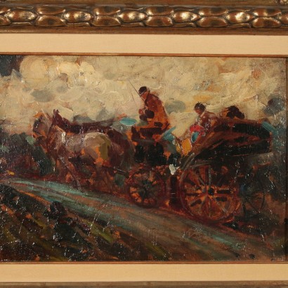 Landscape by Mario Pobbiati The Carriage First Half of 1900s