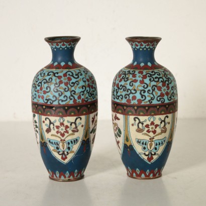 Pair of Decorative Cloisonne Vases Italy