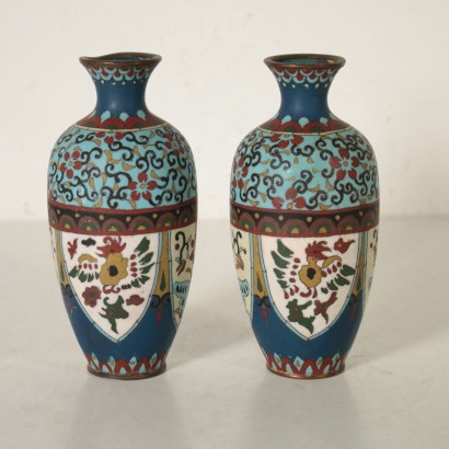 Pair of Decorative Cloisonne Vases Italy