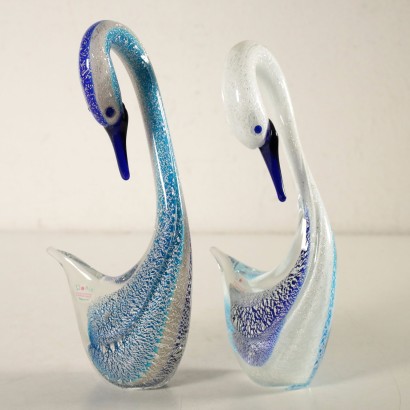 Blown Glass Swans Rosis Manufacture Murano Italy 20th Century