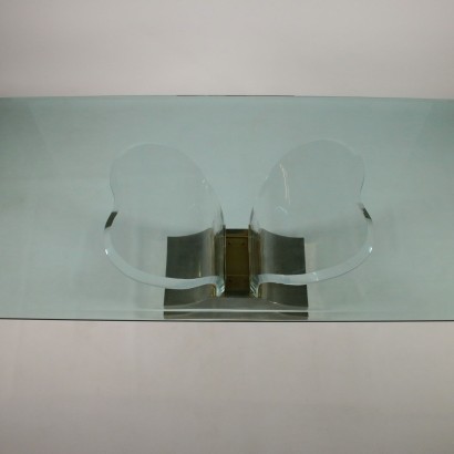 Table attribuable à Max Forti Plexiglas Laiton Verre Brésil Années 80