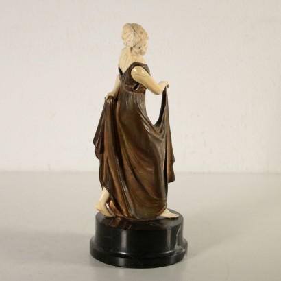 Bronze Sculpture Ballerina on Black Marble Base Art Nouveau