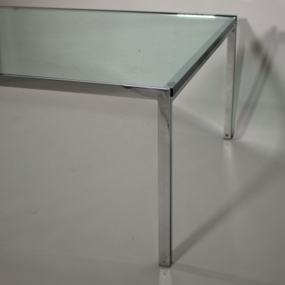 Coffee Table Chromed Metal Glass Vintage Italy 1970s-1980s