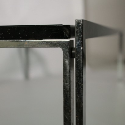 Petite Table Métal Chromé Verre Italie Années 70