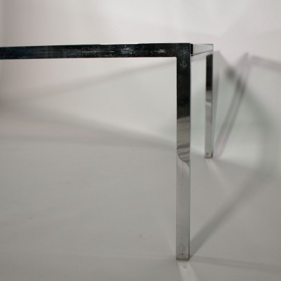 Petite Table Métal Chromé Verre Italie Années 70