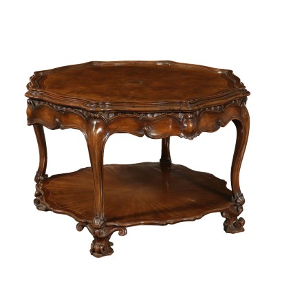 Coffee Table Maple Walnut Italy First Half of 1900s