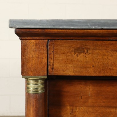 Empire Chest of Drawers Walnut Marble Italy 19th Century