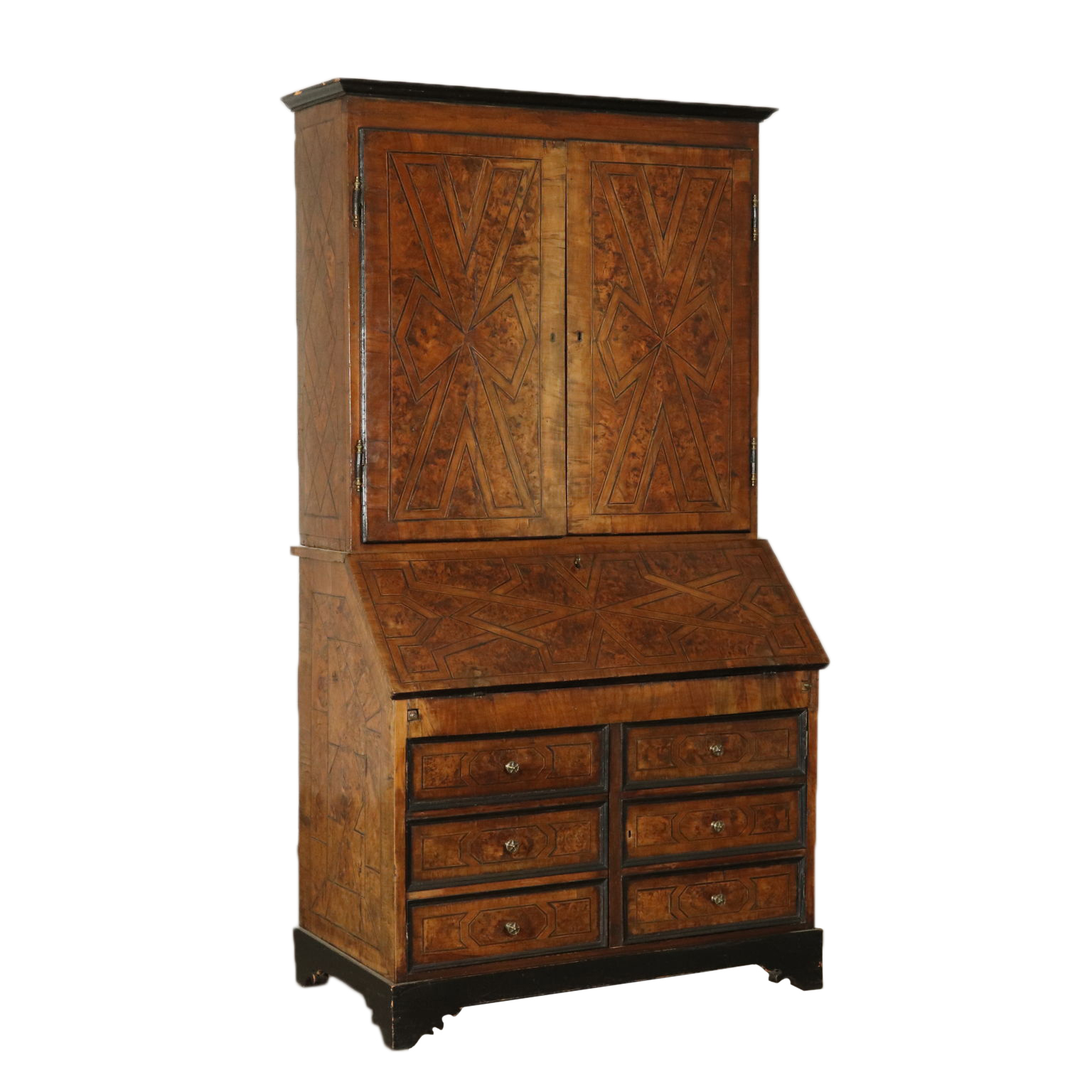 Bureau Bookcase With Inlays Italy First Half Of 1700s The Flaps And Secretaire Antique Dimanoinmano It