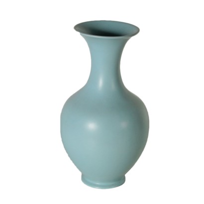 Ceramic Vase Light Blue Lacquer Laveno Italy 1950s