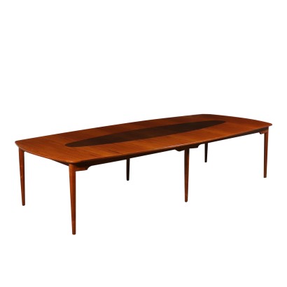 Large Table Teak Veneer Vintage Italy 1960s