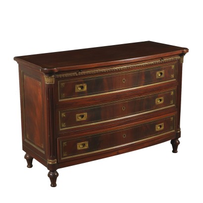 Revival Chest of Drawers Mahogany Brass Italy 20th Century