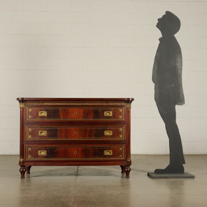 Revival Chest of Drawers Mahogany Brass Italy 20th Century