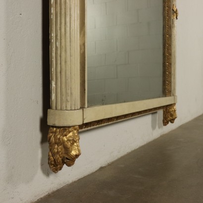 Lacquered Gilded Mantelpiece Mirror Italy 19th Century