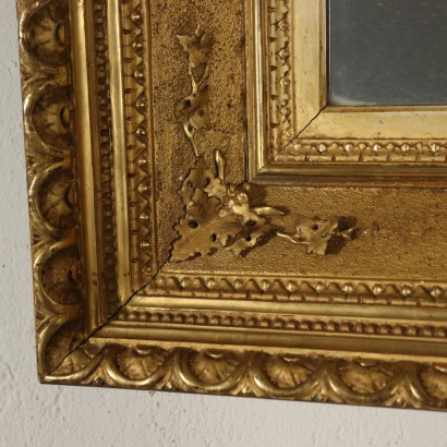 Cadre Miroir Bois doré Plâtre Fabriqué en Italie Fin '800