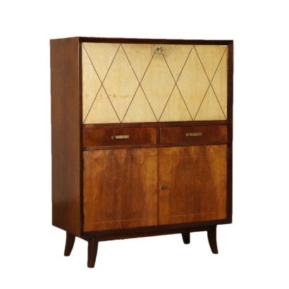 Bar Cabinet Walnut Veneer Vintage Italy 1950s