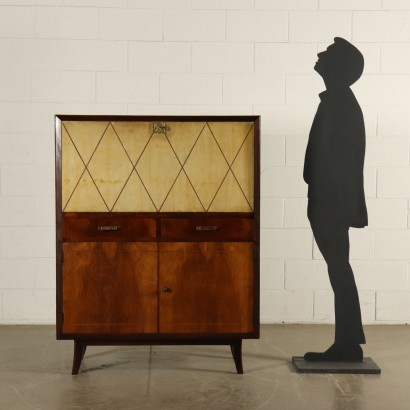 Bar Cabinet Walnut Veneer Vintage Italy 1950s