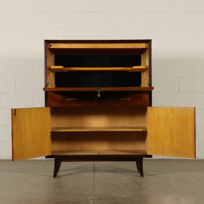 Bar Cabinet Walnut Veneer Vintage Italy 1950s