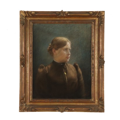 Pastel by Giovan Battista Garberini Portrait of Girl 19th Century