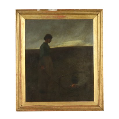 Genre Scene by William Padgett Peasant at Dusk 1891