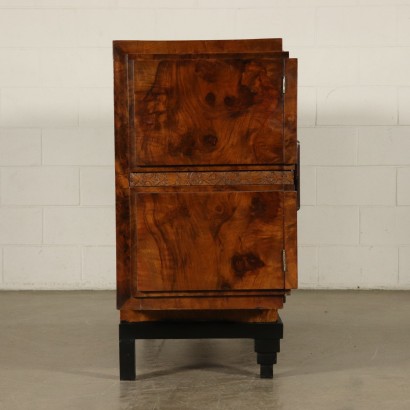 Deco Cabinet Burl Veneer Glass Vintage Italy 1920s