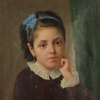 Portrait of a Young Girl Oil Painting Early 20th Century