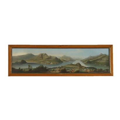 Vue du Lac de Côme Gravure Aquarelle '800