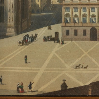 Aquarell drucken Ansicht von Mailand Italien 19. Jahrhundert.