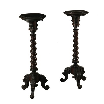 Pair of Vase Stands Walnut Italy Mid 19th Century