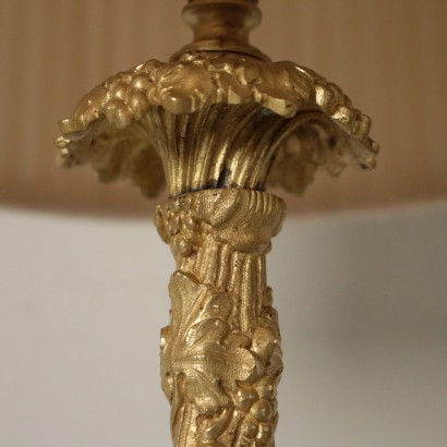 Table Lamp Gilded Bronze Fabric Lampshade Early 1900s