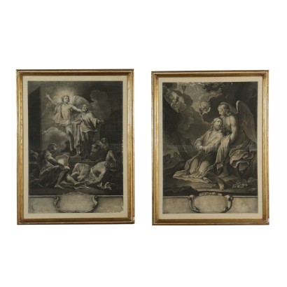 Pair of Engravings Subjects of the New Testament 18th Century