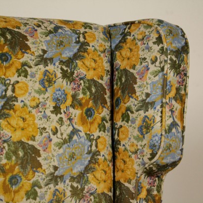 Fauteuil Bergère Ressorts Tissu Vintage Italie Années 50