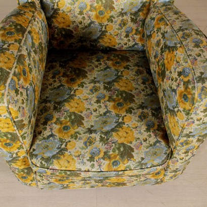 Bergere Armchair Fabric Upholstery Vintage Italy 1950s