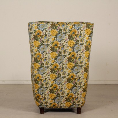 Fauteuil Bergère Ressorts Tissu Vintage Italie Années 50