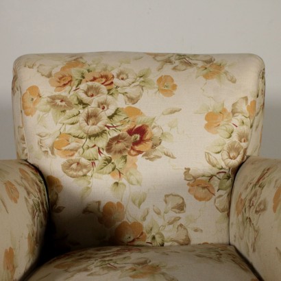 Pair of Armchairs with Footstool Fabric Vintage Italy 1940s