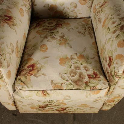 Pair of Armchairs with Footstool Fabric Vintage Italy 1940s