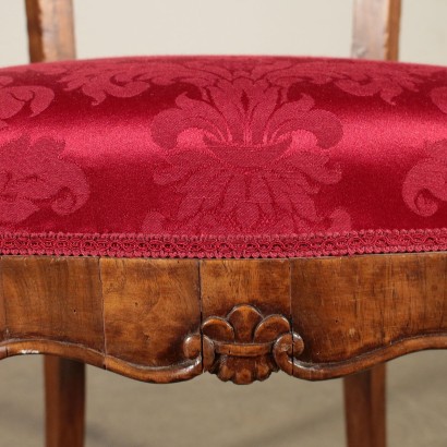 Set of Four Chairs Walnut Manufactured in Italy 19th Century