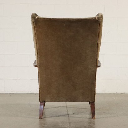 Armchair Stained Beech Velvet Vintage Italy 1940s-1950s