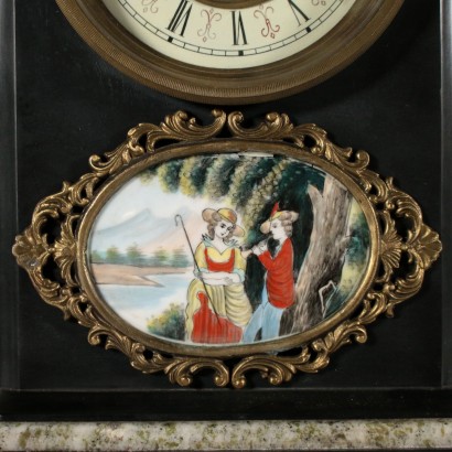 Table Clock Marble Metal Bronze 20th Century