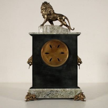 Table Clock Marble Metal Bronze 20th Century