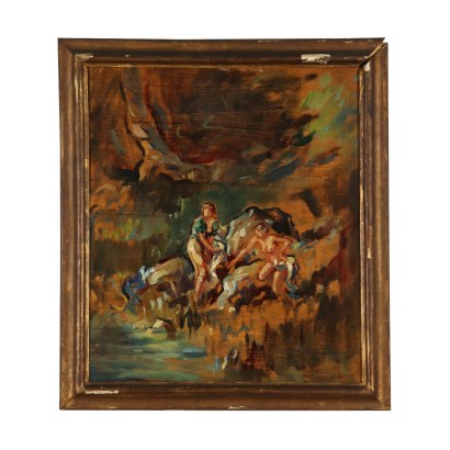 Female Figures of Bathers Oil Painting Mid 20th Century