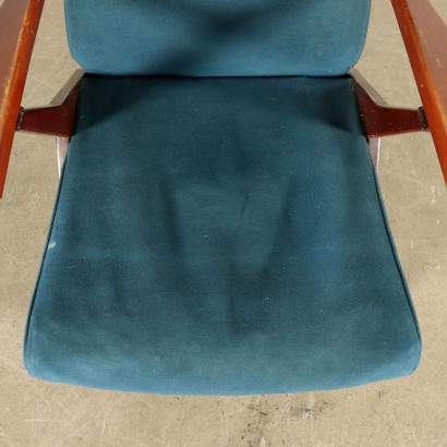 Paire de Fauteuils réclinables Hêtre Mousse Tissu Italie Années 50-60