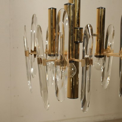 Ceiling Lamp Metal Glass Vintage Italy 1970s