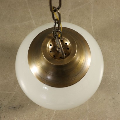 Ceiling Lamp Glass Metal Vintage Italy 1960s