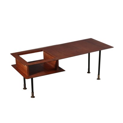 Petite Table Placage Palissandre Métal Fabriqué en Italie Années 60