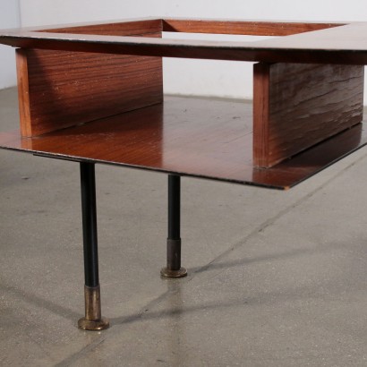 Coffee Table Rosewood Veneer Metal Vintage Italy 1960s