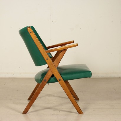 Chair Stained Beech Skai Vintage Italy 1950s