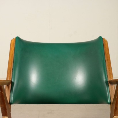 Chair Stained Beech Skai Vintage Italy 1950s