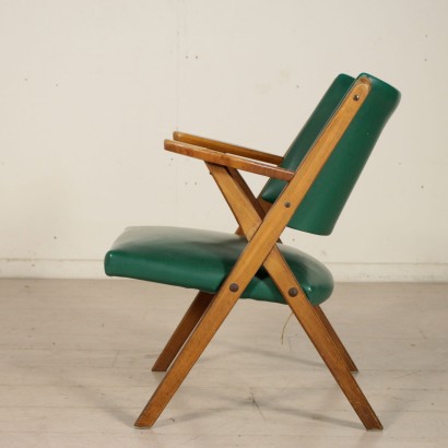 Chair Stained Beech Skai Vintage Italy 1950s